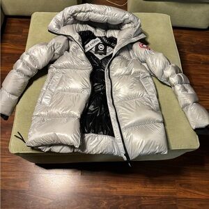 Authentic Cypress Puffer Silver Hooded Puffer Coat - Premium Down Insulation